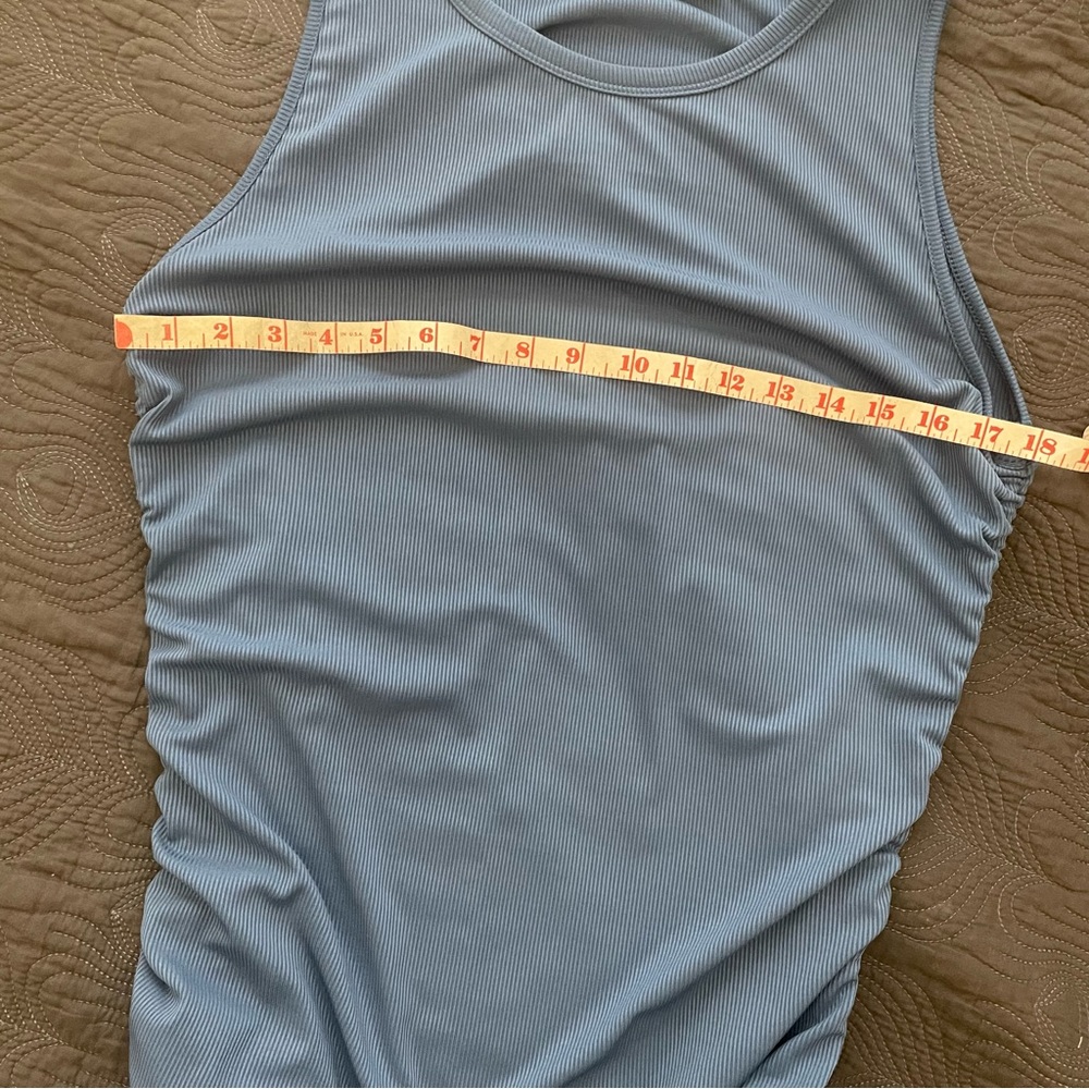 BTFBM Amazon Blue Ribbed Ruched Side Tie Dress - Picture 8 of 9